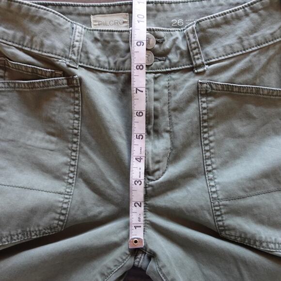 Pilcro Pants Womens 26 Olive Green Utility Ankle Crop High Rise Stretch Tapered - Picture 6 of 10